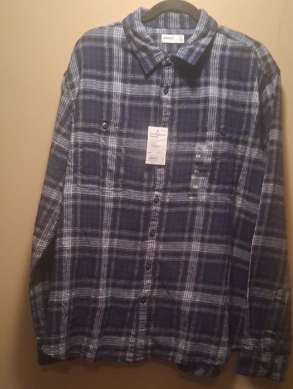 Sonoma  Men’s Blue Plaid Soft Flannel Button-Down Shirt XXL